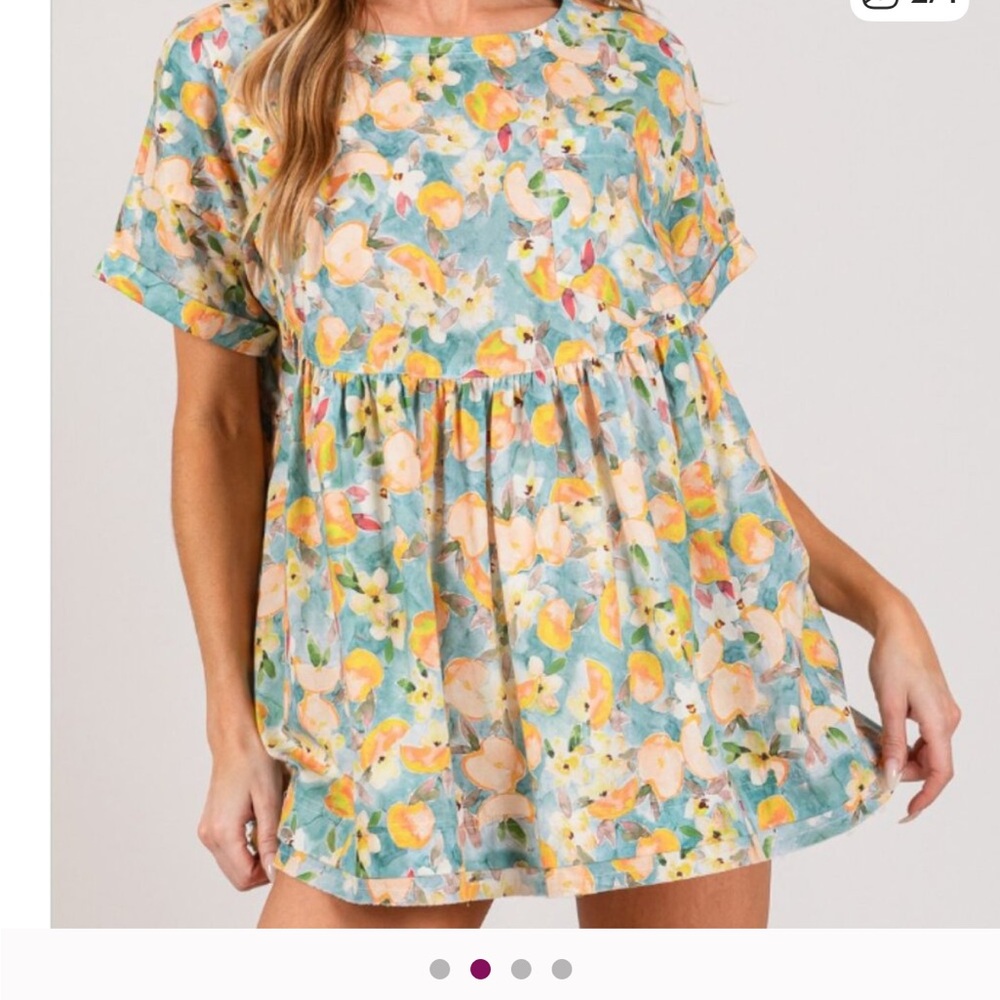 #108 New FLORAL BLISS BABYDOLL TOP